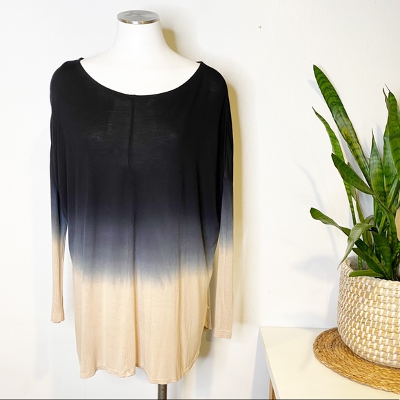 Young Fabulous & Broke Tops - Young Fabulous & Broke | Dip Dye‎ Gradient Rayon Long Sleeve Tunic Top Sz. S